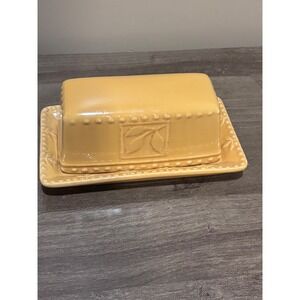 Signature Housewares Sorrento Gold Butter Dish Debby Segura Stoneware